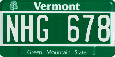 VT license plate NHG678