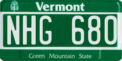 VT license plate NHG680