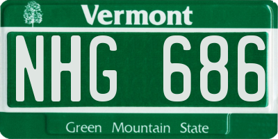 VT license plate NHG686