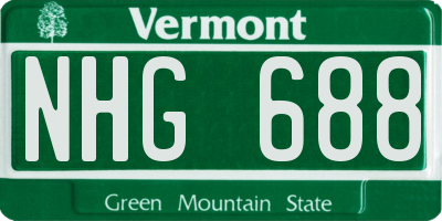 VT license plate NHG688