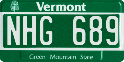VT license plate NHG689