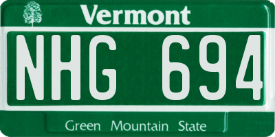 VT license plate NHG694