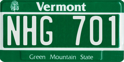 VT license plate NHG701