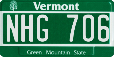 VT license plate NHG706