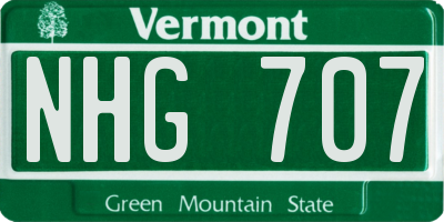 VT license plate NHG707