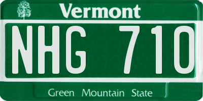 VT license plate NHG710