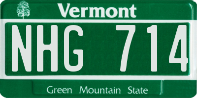 VT license plate NHG714