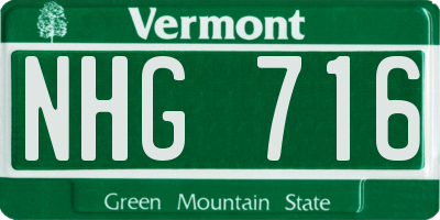 VT license plate NHG716