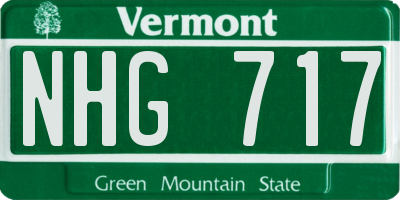 VT license plate NHG717