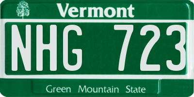 VT license plate NHG723