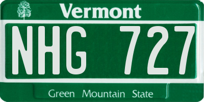 VT license plate NHG727