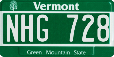 VT license plate NHG728