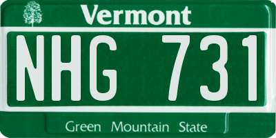 VT license plate NHG731