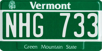 VT license plate NHG733
