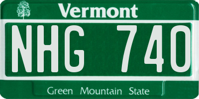VT license plate NHG740