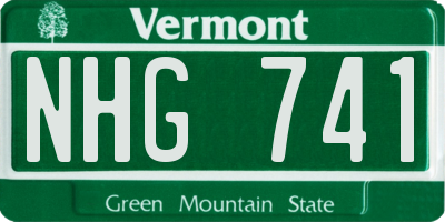 VT license plate NHG741
