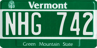 VT license plate NHG742