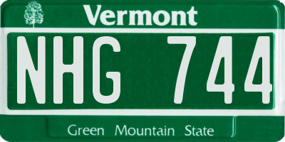 VT license plate NHG744