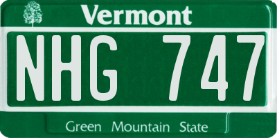 VT license plate NHG747