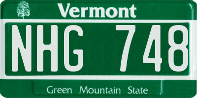 VT license plate NHG748