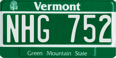 VT license plate NHG752