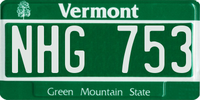 VT license plate NHG753