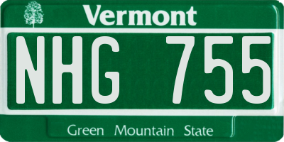 VT license plate NHG755