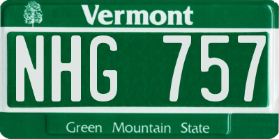 VT license plate NHG757