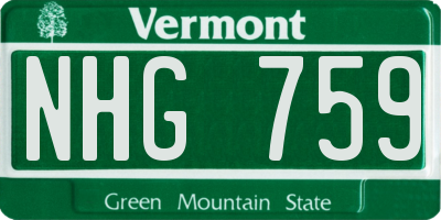 VT license plate NHG759