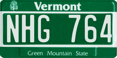 VT license plate NHG764