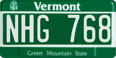 VT license plate NHG768