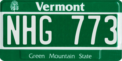 VT license plate NHG773