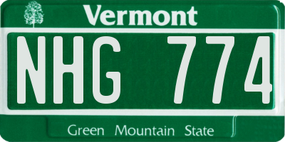 VT license plate NHG774