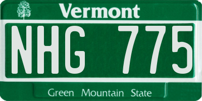 VT license plate NHG775