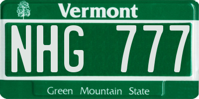 VT license plate NHG777