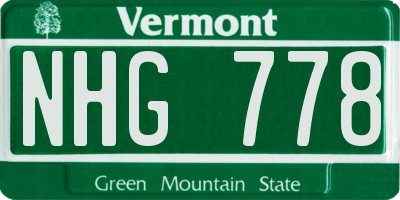 VT license plate NHG778