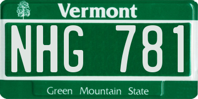 VT license plate NHG781
