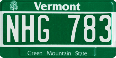 VT license plate NHG783