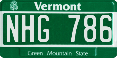 VT license plate NHG786