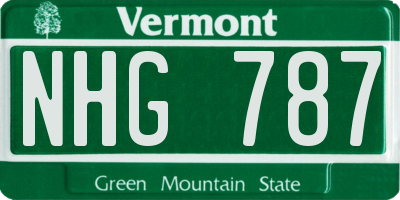 VT license plate NHG787