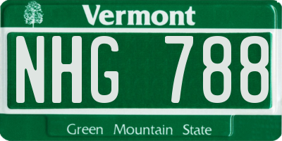 VT license plate NHG788