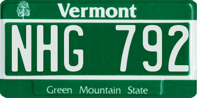 VT license plate NHG792