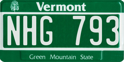 VT license plate NHG793