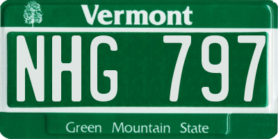 VT license plate NHG797