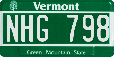 VT license plate NHG798