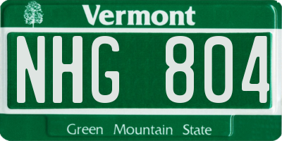VT license plate NHG804
