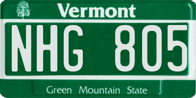 VT license plate NHG805