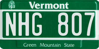 VT license plate NHG807