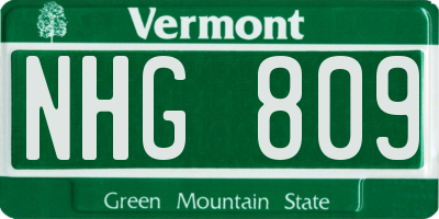 VT license plate NHG809