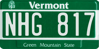 VT license plate NHG817